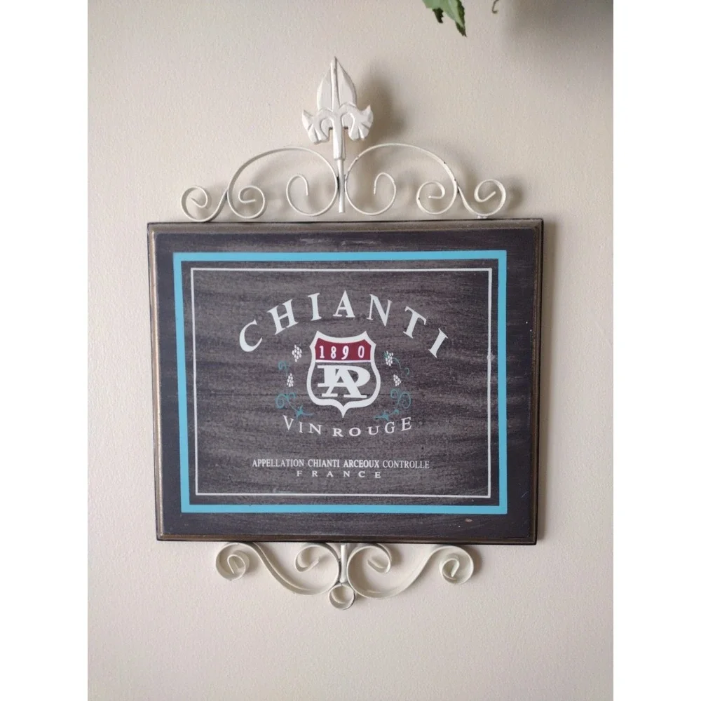 Vintage Chianti Vin Rouge Decor Plaque Wine Decor France Metal‎ Wood France